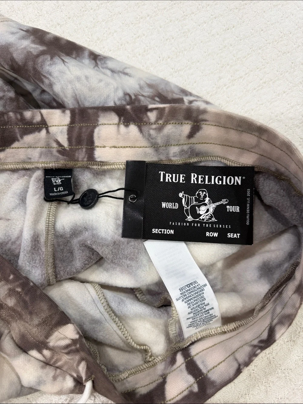 True Religion Gilden Beige & White Tie-Dye Joggers